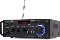 PyleUsa Receptor AV HiFi estéreo para el Hogar con RCA, USB, SD, 2 Micrófonos, Radio FM, Mando a Distancia, Sonido Envolvente para Cine en casa