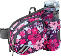 Thumbnail for WATERFLY Riñonera con soporte para botellas, para hombre y mujer, transpirable, para correr, ciclismo, camping, escalada, viajes, senderismo, correr, entrenamiento de perros, Flor Rosa Roja, small