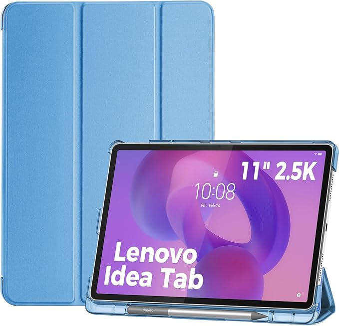 ProCase Funda para Lenovo Idea Tab 11" 2025 TB-336ZU/TB-336FU, Funda Folio con Soporte para Lápiz, Carcasa Protectora Delgada con Soporte Trifold y Cubierta Trasera Translúcida - Azul