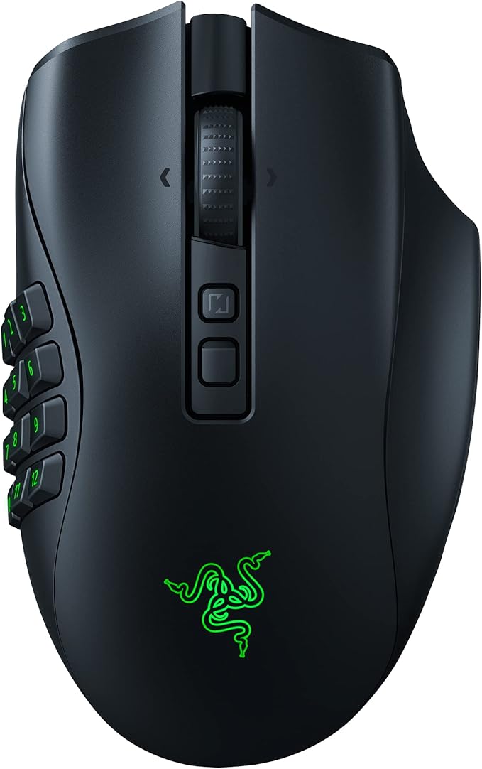 Razer Naga V2 Pro - Ratón Inalámbrico para Juegos MMO con Rueda HyperScroll Pro, 3 Placas Laterales Intercambiables, Sensor Focus Pro 30K, Interruptores Ópticos de Ratón Gen-3, Bluetooth, Negro