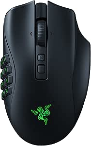 Razer Naga V2 Pro - Ratón Inalámbrico para Juegos MMO con Rueda HyperScroll Pro, 3 Placas Laterales Intercambiables, Sensor Focus Pro 30K, Interruptores Ópticos de Ratón Gen-3, Bluetooth, Negro