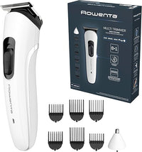 Rowenta Trim & Style 8 in 1, multiaccesorios para hombre, cuchillas de acero inoxidable autoafilables, 6 peines fijos, accesorio apra nariz y orejas, TN8934E0