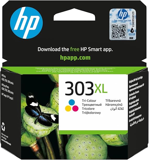 HP 303XL T6N03AE, Tricolor, Cartucho de Tinta de Alta Capacidad Original, Compatible con impresoras de inyección de Tinta Tango y Tango X; Envy 6220, 6230, 7130, 7830