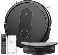 Robot Aspirador y Fregasuelos,con Potente Succión,Tanque de Agua,Autonomía 120 min,Aspirador Robot Múltiples Métodos de Control y Modos de Limpieza,Robot Aspirador para Suelo Alfombra y Pelo,Negro