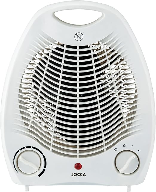 Jocca - Calefactor Eléctrico de aire caliente 2000W | Calefactor Estufas Baño | Función calor y ventilador | 2 velocidades | Asa para facilitar transporte