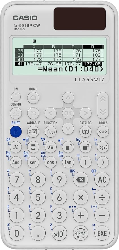 Casio FX-991SP CW - Calculadora Científica, Recomendada para el Curriculum Español y Portugués, 5 Idiomas, más de 560 Funciones, Solar, Color Blanco