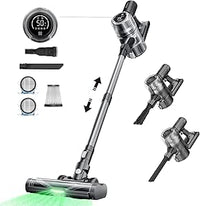 Proscenic Aspiradora sin Cable, P13 45KPa/550W/45 Mins Aspiradora Escoba con Luz Verde, Pantalla Táctil y Cepillo Antienredos, 1,2L Aspirador Vertical para Suelo, Alfombra, Pelo de Mascota, Sofá
