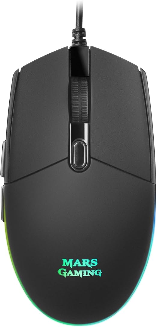 Mars Gaming MMG, Ratón Gaming Compacto 3200 dpi RGB Flow, Switches Mecánicos HUANO, Diseño Ligero Antideslizante, 6 Botones, Windows, Linux, Mac, PS4, PS5, Xbox One, Xbox Series X-S, Negro