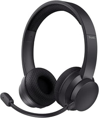 Trust Roha II Cascos Inalámbricos Bluetooth con Micrófono Cancelación de Ruido ENC, 85% Plástico Reciclado, Auriculares Inalámbricos Recargable On Ear para Ordenador Portátil Teams, Negro