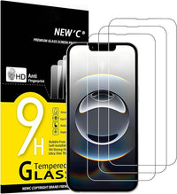 NEW'C 3 Piezas, Protector Pantalla para iPhone 16e (6,1 pulgadas), Cristal templado Antiarañazos, Antihuellas,Sin Burbujas, Dureza 9H,0.33 mm Ultra Transparente, Ultra Resistente