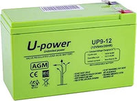 U-Power Batería AGM 12V 9Ah – Sellada Recargable Plomo-Ácido VRLA – Para Alarmas, SAI/UPS, Seguridad, Juguetes Eléctricos y Más – Terminal Faston F2 (6.3 mm)