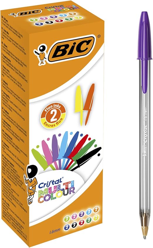 BIC Kugelschreiber Set Cristal Multi Colour, in 10 Farben, Strichstärke 0,42 mm, 20er Pack, Ideal für das Büro, das Home Office oder die Schule