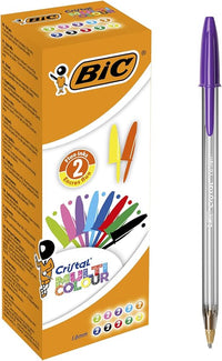BIC Kugelschreiber Set Cristal Multi Colour, in 10 Farben, Strichstärke 0,42 mm, 20er Pack, Ideal für das Büro, das Home Office oder die Schule