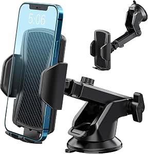 Hoppac Soporte Movil Coche, Sujeta Moviles para Salpicadero & Parabrisas, Rotación de 360 Grados y Liberación de un Botón, Porta Movil Coche para Teléfono 4-7 in