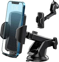 Hoppac Soporte Movil Coche, Sujeta Moviles para Salpicadero & Parabrisas, Rotación de 360 Grados y Liberación de un Botón, Porta Movil Coche para Teléfono 4-7 in