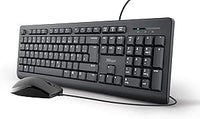 Trust Taro - Juego de teclado y ratón con cable, diseño alemán QWERTZ, teclas silenciosas y botones de ratón, a prueba de salpicaduras, puerto USB, para PC, portátil, MacBook, Windows, MacOS, color