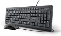 Trust Taro - Juego de teclado y ratón con cable, diseño alemán QWERTZ, teclas silenciosas y botones de ratón, a prueba de salpicaduras, puerto USB, para PC, portátil, MacBook, Windows, MacOS, color