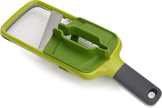 Joseph Joseph Multi-Grip, Mandolina de cocina, Cortador de verduras manual ajustable con agarre de precisión y tres grosores de corte, Verde