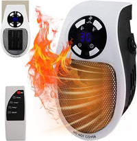 Mini Calentador de Enchufe, FainFun 500W Calentador de Enchufe de Cerámica, Mini Calefactor de Enchufe a Pared con Mando a Distancia, Plug in Mini Heater con 2 Velocidades de Aire, Termostato, Timer