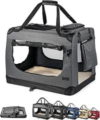 lionto Transportín para Perros Bolsa transportín para Perros Transportín Plegable Autobox Bolsa para Animales pequeños, (M) 60x42x44 cm Gris