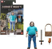 Mattel Steve, Conjunto de Figura de acción y Accesorios, Personaje Coleccionable de 10,16cm Inspirado en 'Una película de Minecraft', JFR57
