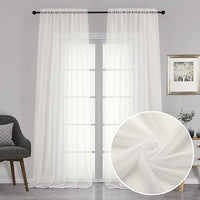 Chyhomenyc Durchsichtige Vorhänge, extra lang, con Stangentaschen, weiche Voile-Textur, Fenstervorhänge, leicht y luftig, Paneele para Wohnzimmer/Schlafzimmer, je 106 x 308 cm, Elfenbeinfarben, 2