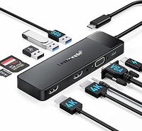Docking Station USB C 3*Display -10 en 1, Lemorele Hub USB C Dual Monitor con 2 HDMI 4K, VGA, Audio, 3 USB 3.0/2.0, PD 100W, SD/TF, USB C Docking Station a MacBook/DELL/Windows/HP/Surface