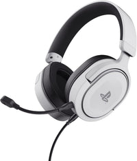 GXTrust 498W Forta Cascos PS5 / PS4 Sostenibles, Licencia Oficial para PlayStation 5, Diadema Regulable, Micrófono Extraíble, Auriculares Gaming, Cable de 1.2 m, Blanco