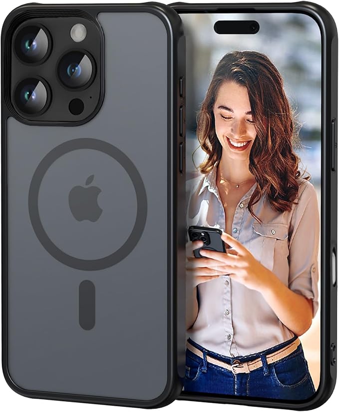 Nupcknn Funda Magnética para iPhone 16 Pro con Magsafe, Carga Inalámbrica, Protección Total de Cámara, Antigolpes y Translúcido Mate Antiarañazos Carcasa