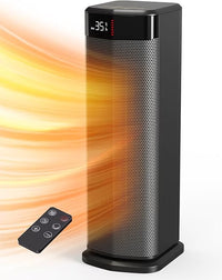 Calefactor Bajo Consumo, 2000W PTC Calefactor, 4 Modos, Modo ECO, Termostato, 90° Oscilación, Temporizador 24H, Control Remoto, Protección contra Vuelcos y Sobrecalentamiento para Interiores