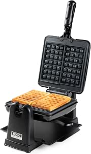 DOMO DO9224W Appareil à gaufres - Gaufrier pour gaufres rectangulaires 4x7 - Rotatif à 180° - Noir