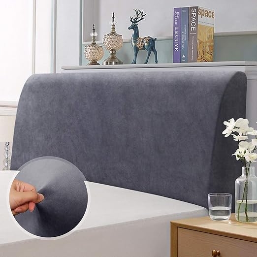 TAOCOCO Funda de Cabecera de Cama, Funda de protección de cabecera elástica, protección elástica de Color sólido de diseño Todo Incluido, Gris 180-200 cm