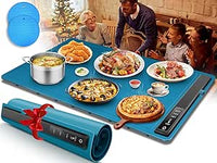 KingSom Bandeja de Calentamiento Eléctrico, Calentador Alimentos Portatil Silicona Plegabl Placa Calentadora con 60-100℃ Ajustes de Temperatura, Calentador de Comida para Bufés con 2 Alfombrillas