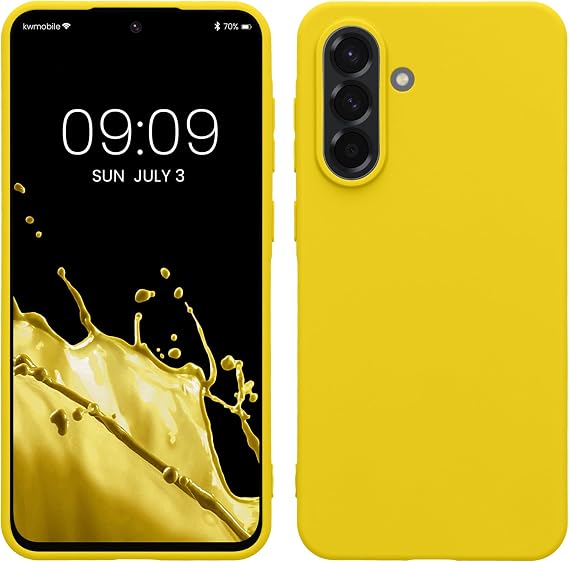 kwmobile Funda para Samsung Galaxy A56 5G Carcasa - Ultrafina de TPU y Silicona con Bordes elevados anticaídas - Amarillo chillón