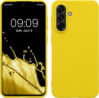 kwmobile Funda para Samsung Galaxy A56 5G Carcasa - Ultrafina de TPU y Silicona con Bordes elevados anticaídas - Amarillo chillón