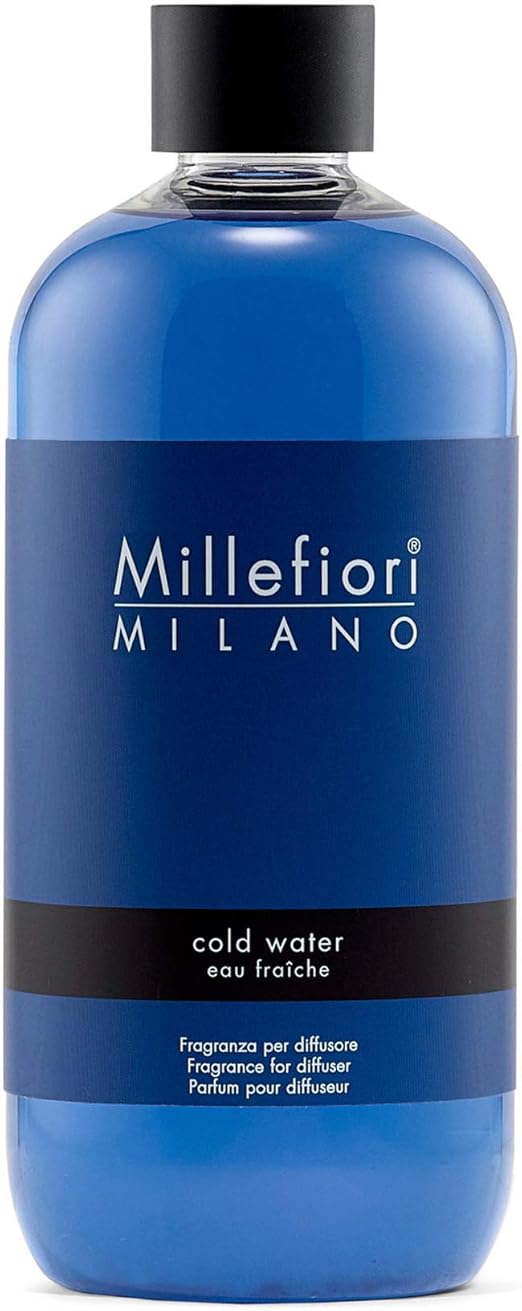 Millefiori Milano Agua Fresca Recarga de difusor, Vidrio, Azul, 6,3 x 5,7 x 13,7 cm