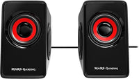 MARSGAMING MS1, altavoces 10W, subwoofer, Jack 3.5mm, Pc/Mac/smartphone/tablet, Negro/Rojo