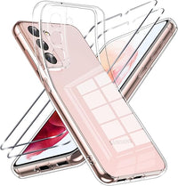 Thumbnail for Viojrlra Funda para Samsung Galaxy S21 5G con 2 Piezas Cristal Templado Protector de Pantalla, Carcasa Transparente Suave TPU Silicona Case, Antigolpes Antiarañazos Funda para Samsung S21