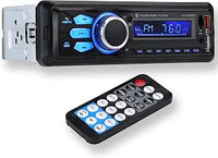 Altaudia Auto Radio Coche - 1 DIN - 4x45W - Bluetooth 5.0, Función AUX, Reproductor MP3 y x2 USB, FM, Manos Libres, 7 Colores, Mando para Control Remoto, Función Memoria, Pantalla LCD, iOS & Android