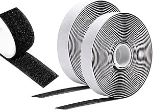 Vinabo Hook Loop Autoadesivo 5 m x 20 mm, Nastro a Strappo Adesivo negro