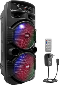 Pyle Sistema de Altavoces, PA, 600W, Bluetooth, Portatil, Recargable, Interiores, Exteriores, Subwoofer de 8