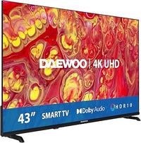 Daewoo TV 43 Pulgadas Smart 4K UHD 43DM55UV – HDR10, Dolby Audio, diseño sin Marco
