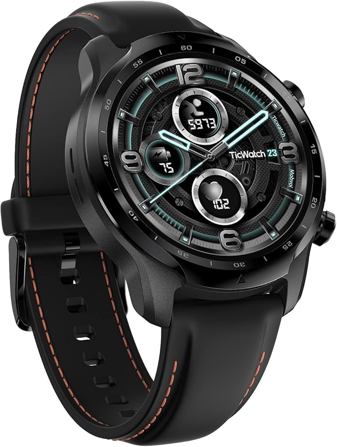 TicWatch Pro 3 GPS Smartwatch Unisex, Wear OS, Display a doppio strato 2.0, Batteria a lunga durata, Nero (Shadow Black)