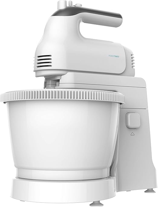 Cecotec Batidora de Varillas PowerTwist 500 Gyro. 500 W, Bol Autogiratorio de 3,5L de Capacidad, 5 Niveles de Velocidad, Función Turbo, Diseño Ergonómico, 3 Accesorios