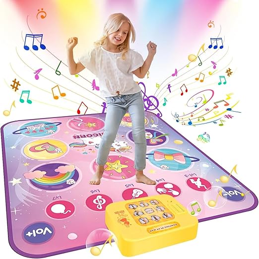 JONRRYIN Alfombrilla de Baile de Niños, Alfombra Musical para Niñas, Alfombrilla Juguetes con Luces LED, 5 Modos y 3 Nivel, Navidad Cumpleaños Regalos para 3 4 5 6 7 8 9 10 11 12 Años