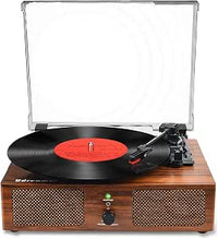 Udreamer Tocadiscos, Tocadiscos con Altavoces Integrados y Bluetooth Accionado por Correa, Fonógrafo Vintage de 3 Velocidades para Disfrutar de la Música y Decoración del Hogar Marrón
