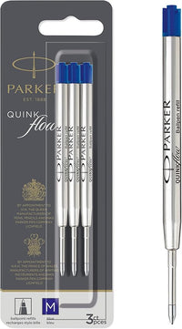 Parker QUINKflow patroner till kulspetspenna | Mediumspets| Blå | 3 st
