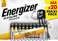 Energizer - Alkaline Power, Pack de 20 Pilas AAA 1,5V, Larga duración para Uso Cotidiano, sin sulfataciones y con hasta 10 años de Vida útil