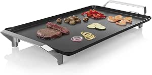 Princess 103120 Table Chef Premium XXL, Plancha extragrande 60 x 36 cm, cocina sin aceite de aluminio fundido con revestimiento antiadherente, Asas frías al tacto, Termostato regulable, Negro