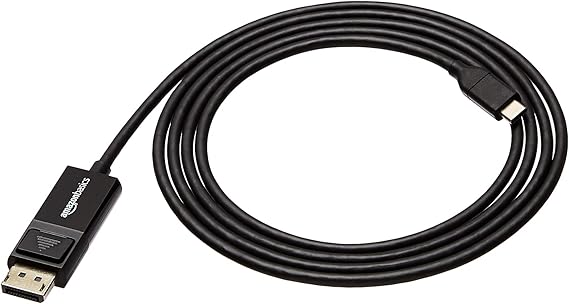 Amazon Basics Cable USB-C a DisplayPort bidireccional, 1.8 m, Negro
